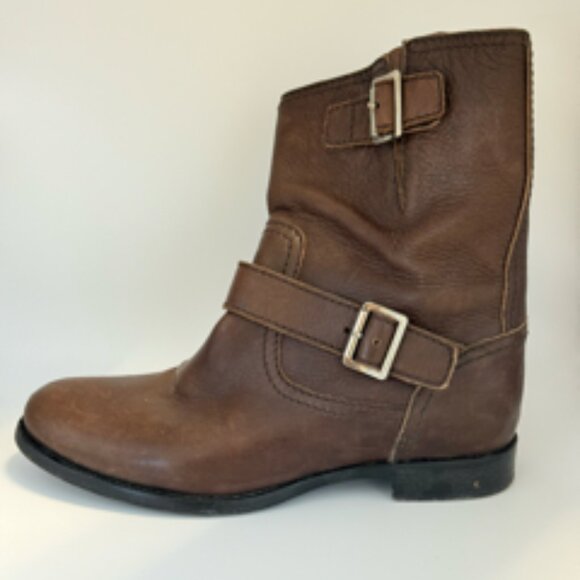 Prada Brown Leather Buckle Moto Boots – Women’s 38.5 (US 8.5) - Picture 8 of 10